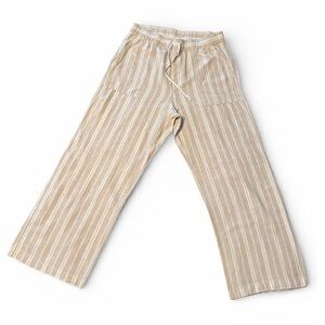 GAP Linen Blend Striped Drawstring Pants Wide Leg | Size L